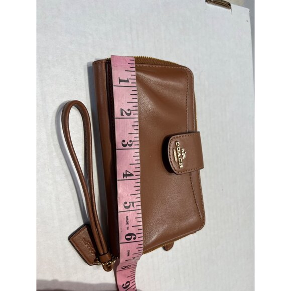 Coach Brown Leather  Wristlet Wallet With Card Slots & ID Window - Picture 7 of 7
